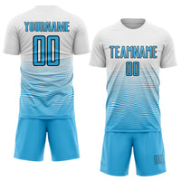 Custom Soccer Jersey - White Sky Blue-Black Gradient Line Sublimation Uniform