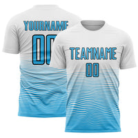 Custom Soccer Jersey - White Sky Blue-Black Gradient Line Sublimation Uniform
