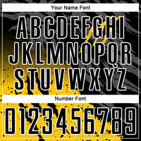Custom Soccer Jersey - Black Yellow-White Gradient Scratch Splash Sublimation Uniform