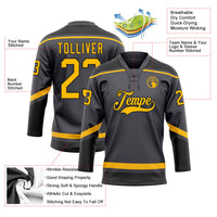 Custom Hockey Jersey - Steel Gray Gold-Black Lace Neck