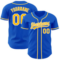 Custom Baseball Jersey - Thunder Blue Gold-White Authentic