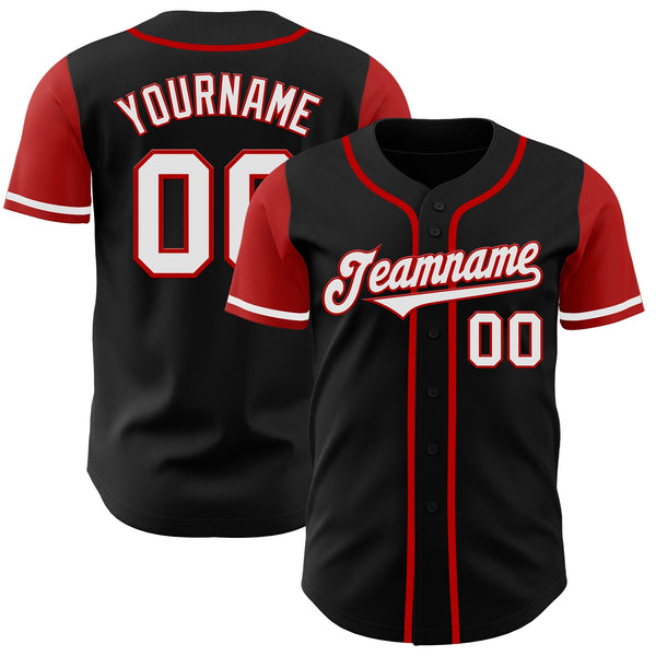 Custom Baseball Jersey - Black White-Red Authentic Two Tone