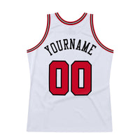 Custom Basketball Jersey - White Red-Black Authentic Throwback