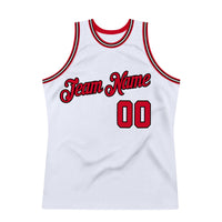 Custom Basketball Jersey - White Red-Black Authentic Throwback