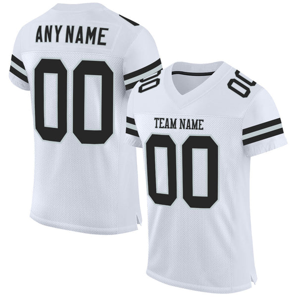Custom Football Jersey - White Black-Silver Mesh Authentic