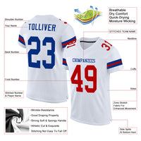 Custom Football Jersey - White Royal-Red Mesh Authentic
