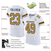 Custom Football Jersey - White Old Gold-Black Mesh Authentic
