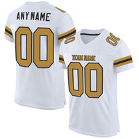 Custom Football Jersey - White Old Gold-Black Mesh Authentic