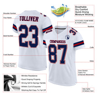 Custom Football Jersey - White Navy-Red Mesh Authentic
