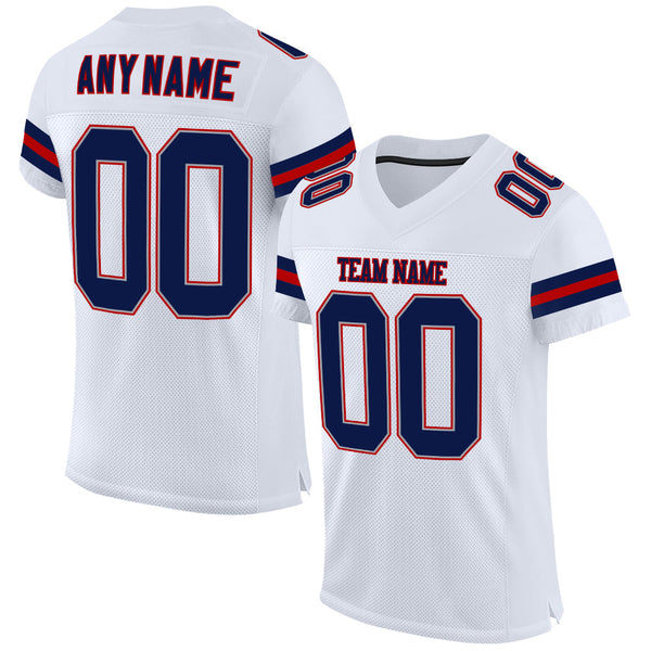 Custom Football Jersey - White Navy-Red Mesh Authentic