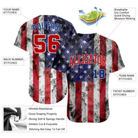 Custom Baseball Jersey - White Red-Royal 3D American Flag Fashion Authentic