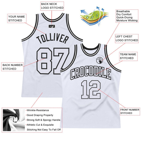 Custom Basketball Jersey - White White-Black Authentic Throwback