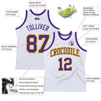 Custom Basketball Jersey - White Purple-Gold Authentic Throwback