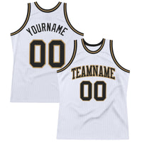 Custom Basketball Jersey - White Black-Old Gold Authentic Throwback