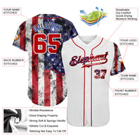 Custom Baseball Jersey - White Red-Royal 3D American Flag Authentic