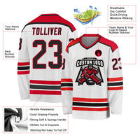 Custom Hockey Jersey - White Black-Red