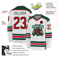 Custom Hockey Jersey - White Red-Green