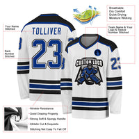 Custom Hockey Jersey - White Royal-Black