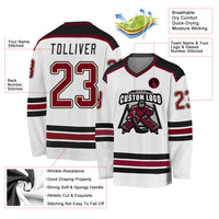 Custom Hockey Jersey - White Maroon Cream-Black