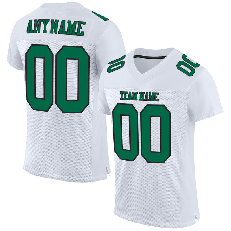 Custom Football Jersey - White Kelly Green-Black Mesh Authentic