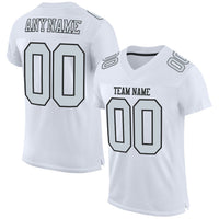 Custom Football Jersey - White Silver-Black Mesh Authentic