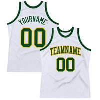 Custom Basketball Jersey - White Green-Gold Authentic Throwback