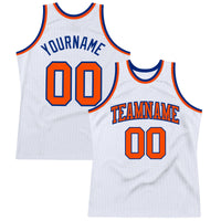 Custom Basketball Jersey - White Orange-Royal Authentic Throwback