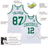 Custom Basketball Jersey - White Kelly Green Authentic Throwback