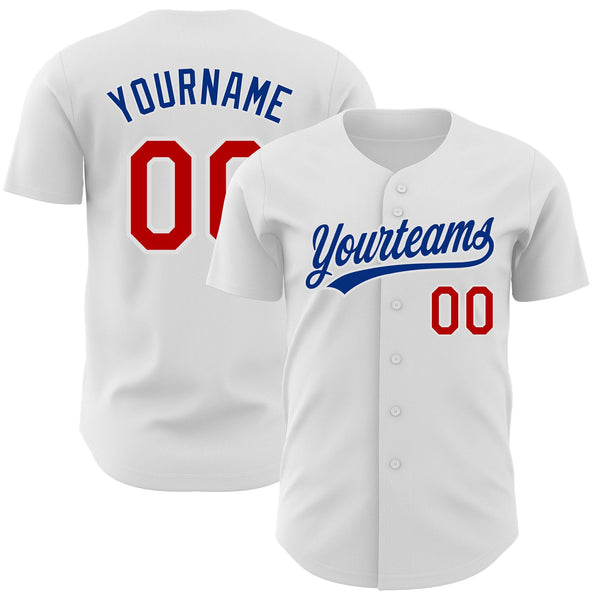 Custom Baseball Jersey - White Red-Royal Authentic