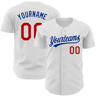 Custom Baseball Jersey - White Red-Royal Authentic