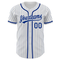 Custom Baseball Jersey - White Royal Pinstripe Royal Authentic
