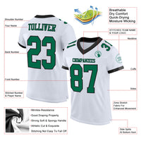 Custom Football Jersey - White Kelly Green-Black Mesh Authentic