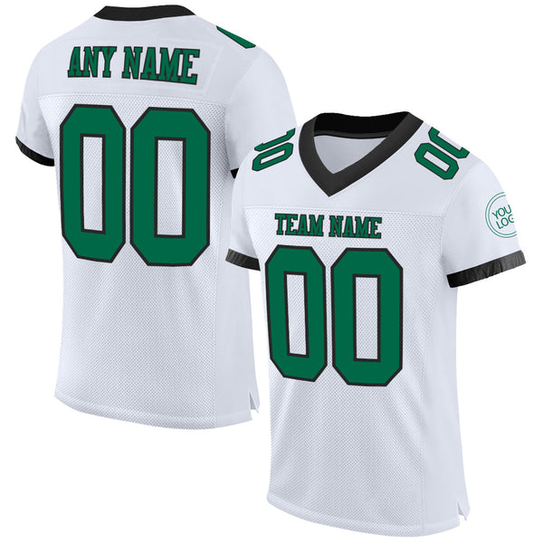 Custom Football Jersey - White Kelly Green-Black Mesh Authentic