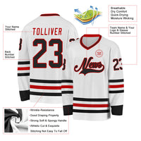 Custom Hockey Jersey - White Black-Red