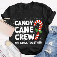 Matching Holiday Crew Shirt, We Stick Together Christmas Candy Cane T-Shirt, Adorable Candy Cane Graphic Tee, Winter Christmas Group Tee
