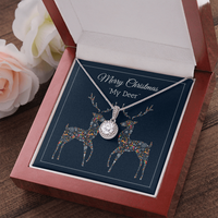 Eternal Hope Pendant Necklace, Merry Christmas My Deer Necklace, Cushion Cut CZ Holiday Necklace, Romantic Christmas Jewelry Present for Her