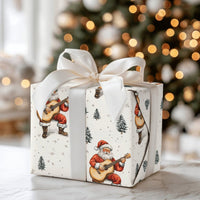 Musical Santa Claus Holiday Gift Wrap, Acoustic Guitar Santa Wrapping Paper, Musician Xmas Wrapping Paper, Festive Christmas Wrapping Paper