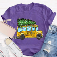 Festive Holiday Bus Driver Tee, School Bus Christmas Tree T-Shirt, Christmas Bus Graphic Shirt, Adorable Winter Xmas Tee, Teacher Holiday Present