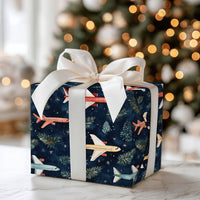 Aviation Holiday Gift Wrap, Airplane Christmas Wrapping Paper, Watercolor Airplane Wrapping Paper, Pilot Xmas Gift Wrap, Travel Lover Present