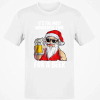 Humorous Santa Drinking Shirt, Most Wonderful Time for a Beer Christmas T-Shirt, Retro Ugly Xmas Holiday Graphic Tee, Beer Lover Present