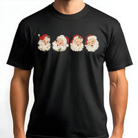 Retro Festive Faces Graphic Tee, Vintage Santa Claus T-Shirt, Adorable Holiday Santa Shirt, Nostalgic Xmas Graphic T-Shirt, Christmas Lover Present