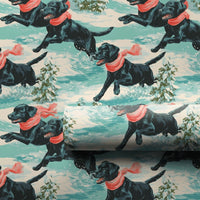 Snowy Christmas Dog Gift Wrap, Black Labrador Wrapping Paper, Winter Landscape Wrapping Paper, Holiday Dog Lover Gift Wrapping Paper