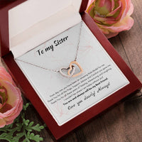 Sister Heart Necklace, Interlocking Hearts Necklace for Sister, Sentiment Message Heart Pendant Jewelry, Birthday Christmas Present for Her