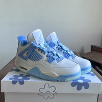 Mid Top Sneakers, White Blue Colorway, Lace Up Design, Casual Gift for Sneaker Fans