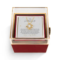 Sparkling CZ Crystal Pendant, Wife Love Knot Necklace, White or Yellow Gold Finish, Heartfelt Christmas Present, Rotating Rose Gift Box