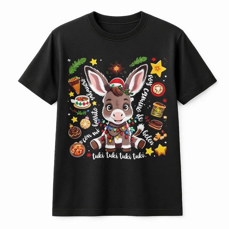 Adorable Christmas Donkey Graphic Tee, Mi Burrito Sabanero T-Shirt, Latino Holiday Shirt, Spanish Xmas Shirt, Family Holiday Present