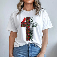 Christian Holiday Faith Shirt, Cardinal Plaid Cross Christmas Shirt, Religious Graphic Tee, Winter Church Apparel, Xmas Shirt Present