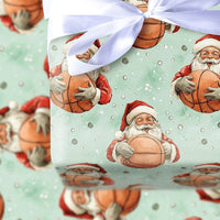 Sports Christmas Wrapping Paper, Basketball Santa Wrapping Paper, Mint Green Holiday Gift Wrap, Basketball Player Wrapping Paper Roll
