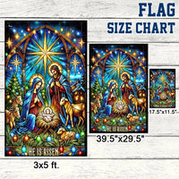 Double-Sided Holy Night Holiday Yard Flag, Nativity Scene Garden Flag Stained Glass Christmas Art, Christian Lawn Decor Present