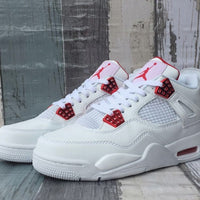 Sneakers, White Red Colorway, Lace Up Design, Casual Gift for Sneaker Fans